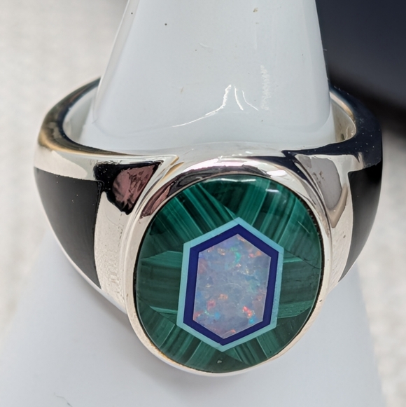 Whitney Kelly 925 Silver Malachite Opal Ring Sz 5.75 - Picture 3 of 17